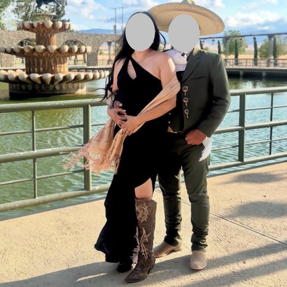 Jump Black Dress with one shoulder cut out with side slit - Picture 1 of 3
